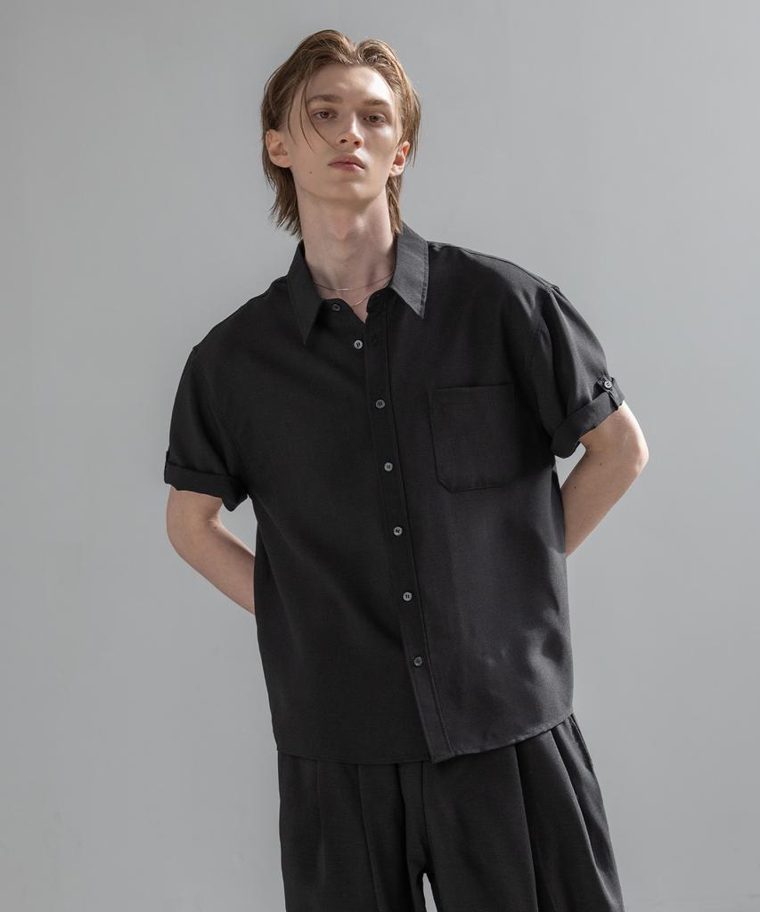 Dekkoloso [Set] Cool Linen-Like Short Sleeve Set [Black]