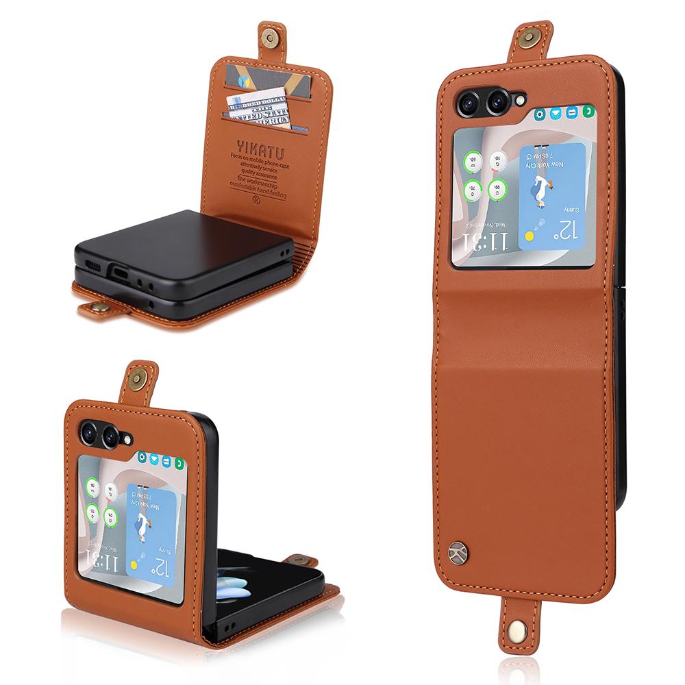 YIKATU YK-001 For Samsung Galaxy Z Flip6 5G Case Leather Phone Cover with Card Slots