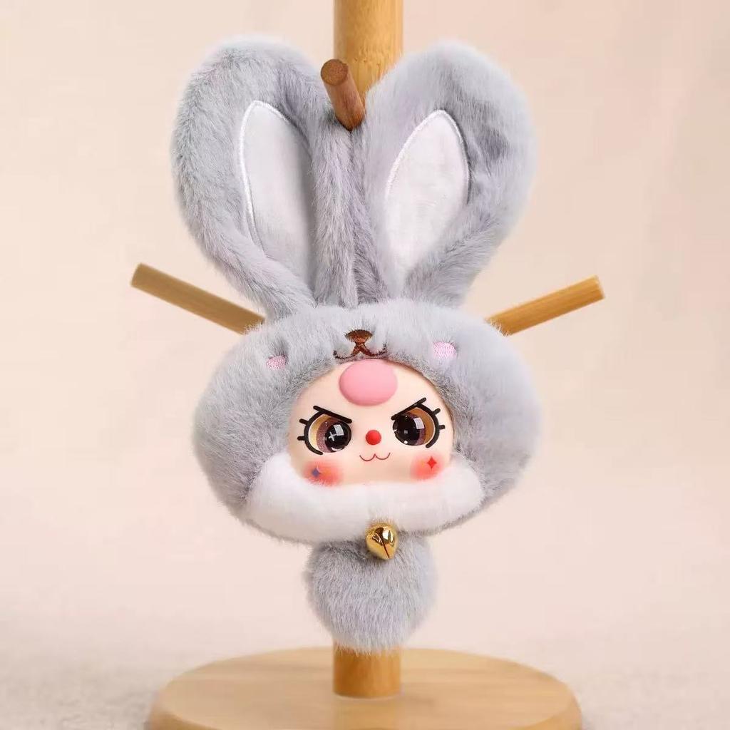 20cm Entzückende Hasen Plüschtiere Eine Hasenpuppe mit Glocke Bunt gefärbte Vinylpuppen Kinderspielzeug Heimdekoration Geburtstagsgeschenke für Mädchen