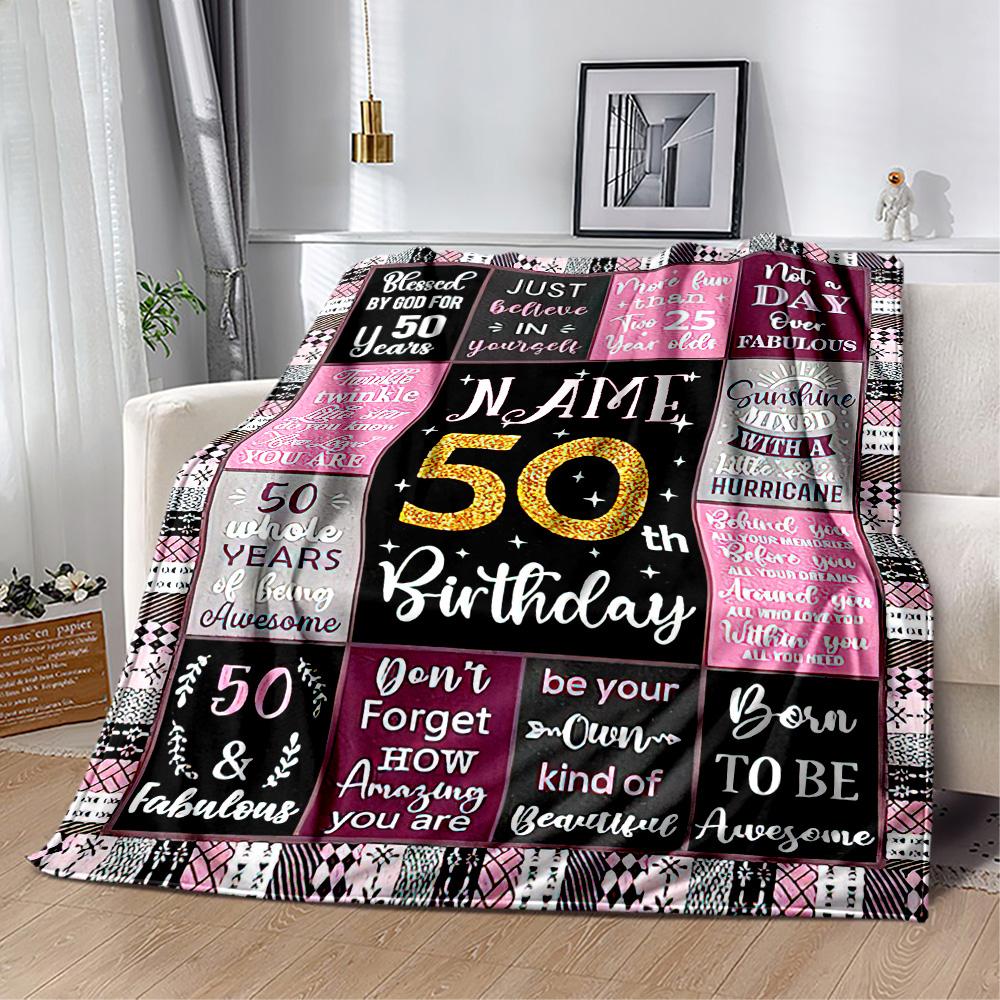 Birthday Style Customize Your Name Blanket Cozy Customizable Blanket Ultra-Soft Versatile for Nap Living Room Livingroom Chair All-Season Use