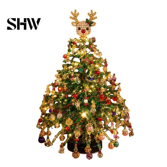 Christmas Tabletop Display Kit DIY Beaded Tree Kit, Faux Crystal Holiday Craft Set Crafting Project for Beginners Adults Beginners, Handmade