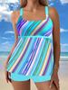 New large size split flat angle print two-piece women's swimsuit