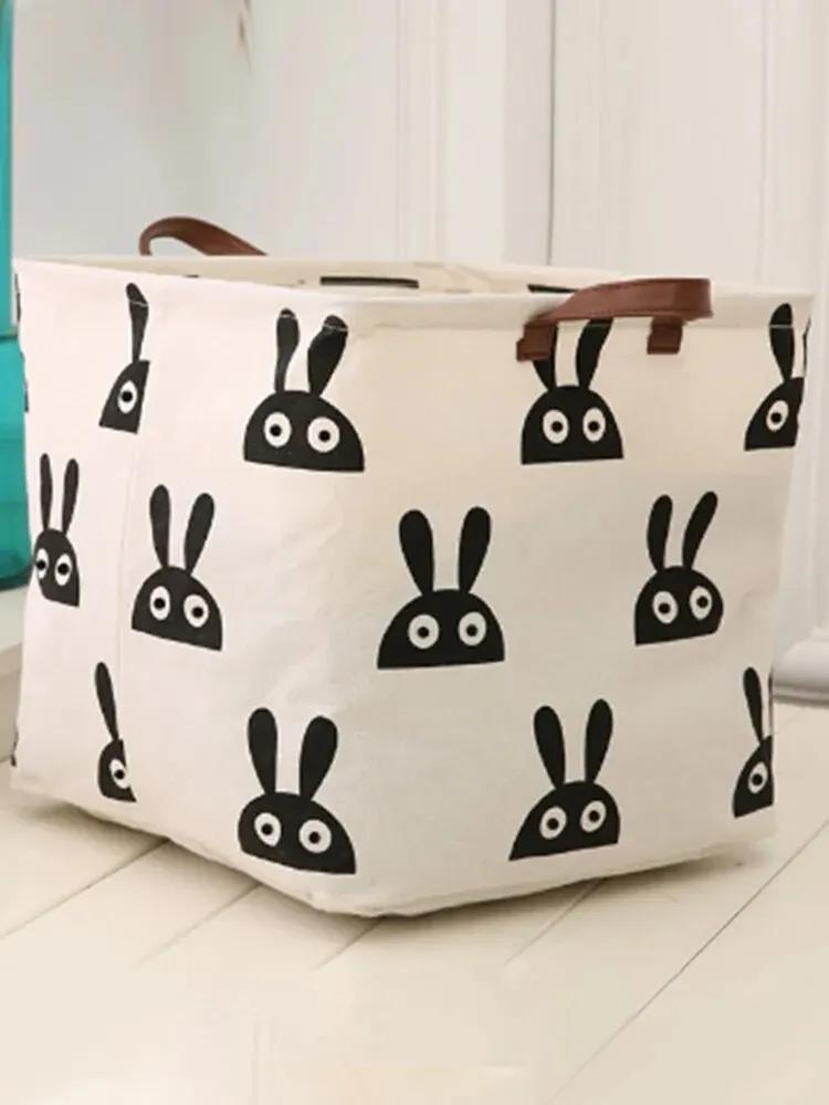 Laundry Basket Cotton and Linen Dirty Clothes Laundry Basket Foldable Laundry Basket Storage Household Sundries Storage Basket