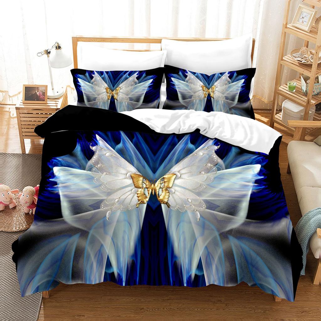 Butterfly 3D Digital Printing Kit Quilt Set Three-Piece Set