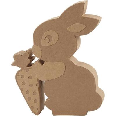 Papier-mâché Figurine - Rabbit To Decorate - 18 X 2.5 Cm - 1 Piece - For Children