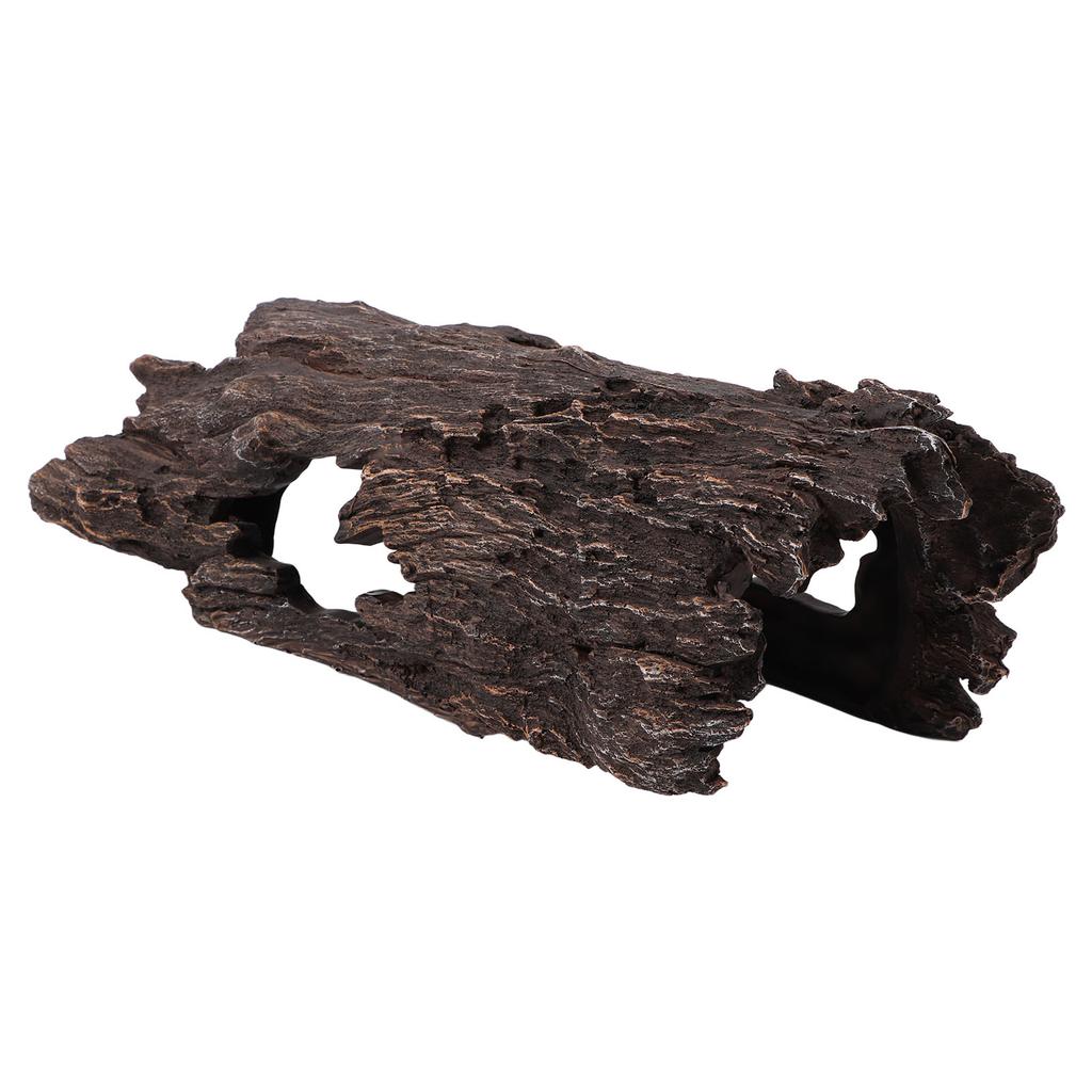 Resin Wood Aquarium Decorations Reptile Hollow Tree Trunk Cavern Bark Bend for Lizard Tortoise Spider