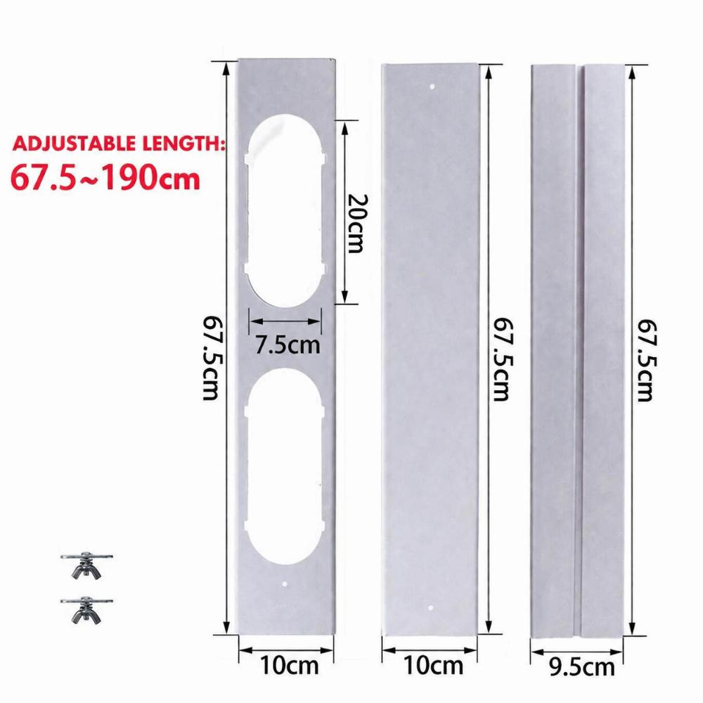2/3/4pcs Double Hole Window Sealing Plate PVC with Screws Window Slide Plate Kit Adjustable Height Air Conditioner Window Kit