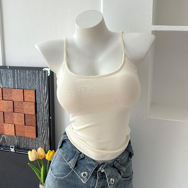 

Women s Cartoon Camisole with Wide-Set Breasts and Padded Cups - Slim and Sexy Outerwear/Innerwear Tank Top 1cm pads, recommended for 75-120 абрикосовий