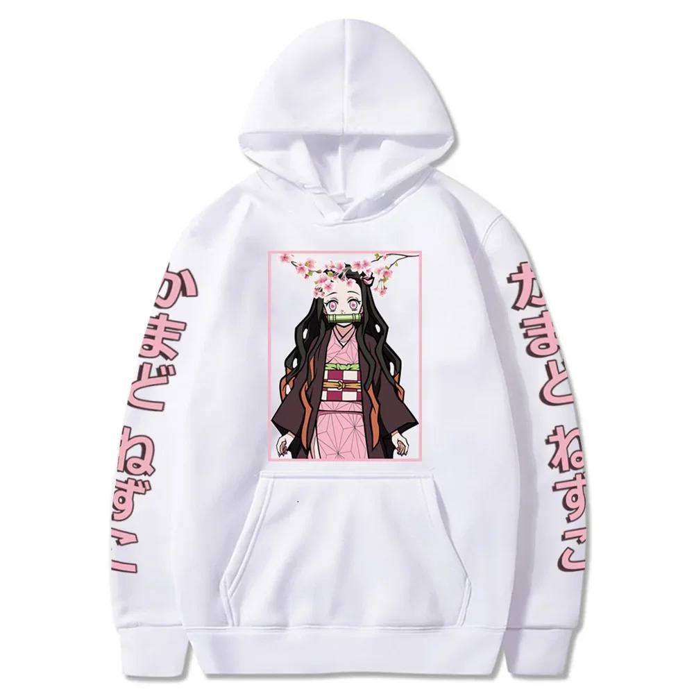Japan Anime Demon Slayer Graphic Printed Hooded Women Hoodies Long Sleeve Sweatshirt Harajuku Casual Girl Clothes Tops