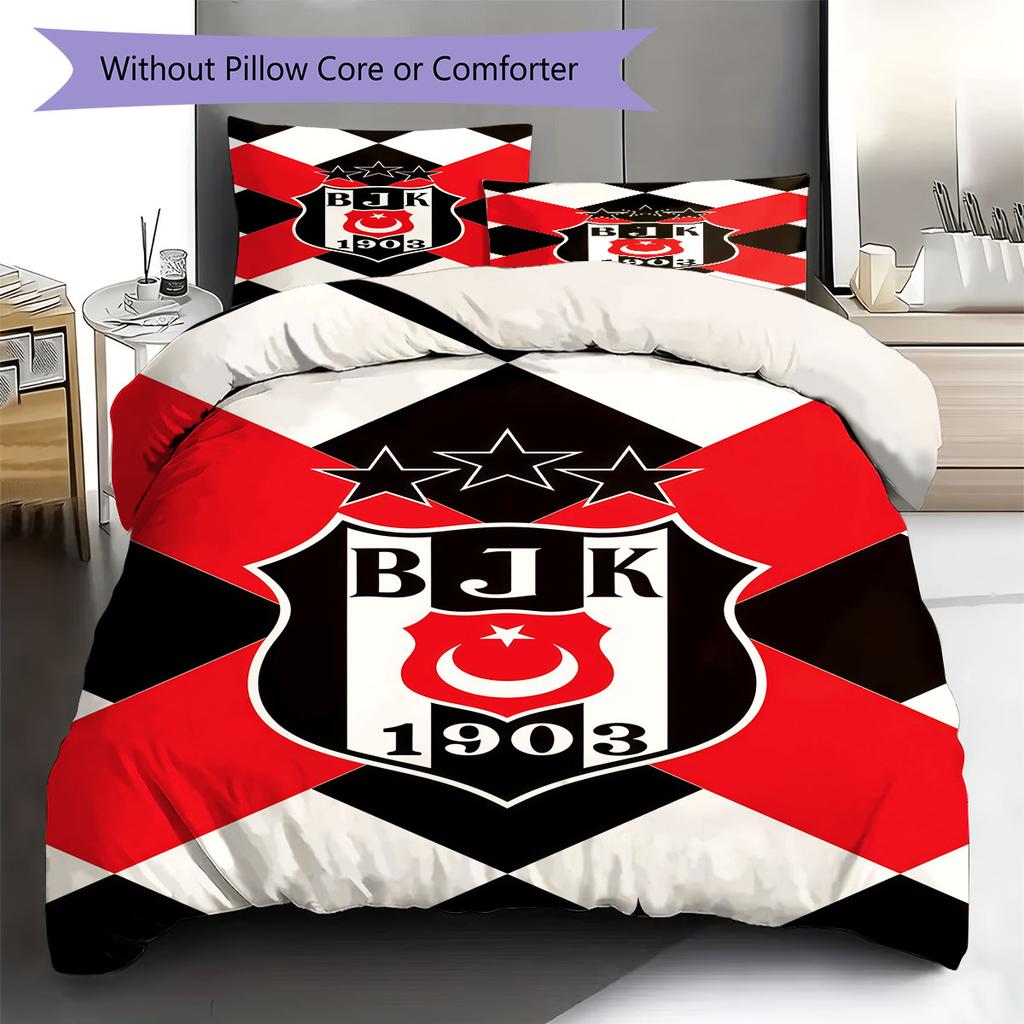 Besiktas Turnverein Muster Bettwäsche, Steppbett Set Bettbezug Kissenbezug Zuhause Geburtstagsgeschenk(1 Bettbezug + 2 Kissenbezüge, ohne Füllung)