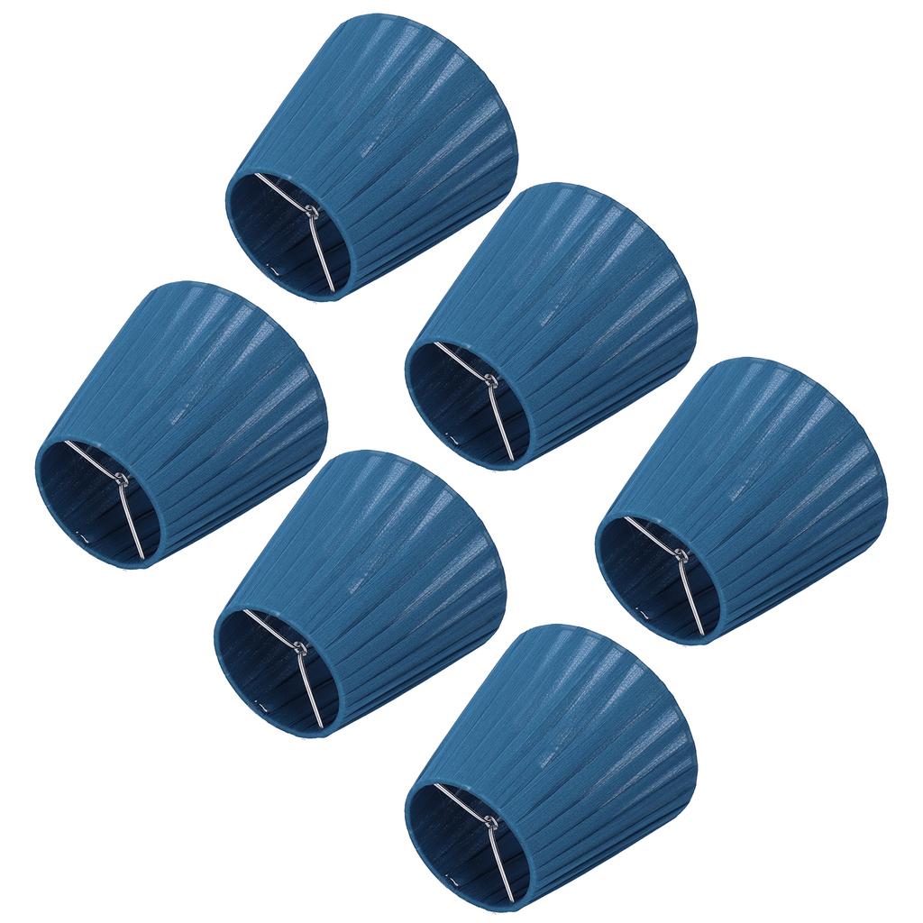 6PCS Modern Simple Lampshade Cloth Lampshade for Crystal Clip On Chandelier Wall Lamp Blue