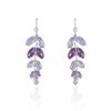 Vintage Purple Zircon Flower Leaf Tassel Necklace Earrings for Women Wedding Party Accessories Jewelry Sets with Box