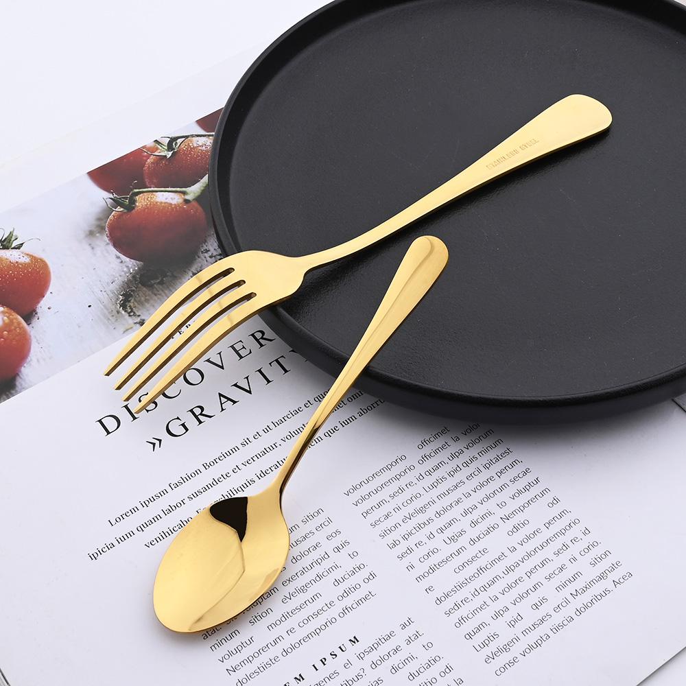 1/2/4/6Set Gold Dinnerware Set Stainless Steel Steak Knife Fork Spoon Western Flatware Cutlery Set Kitchen Silverware Dessert Tableware Set