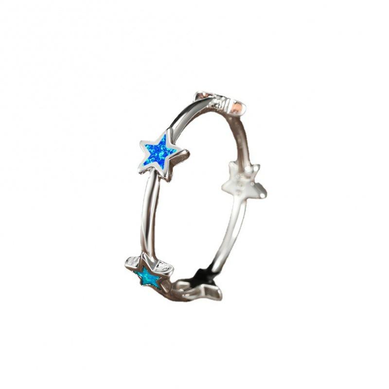 Europe and the United States hot-selling rose gold white opal five-pointed star ring women's simple niche versatile ring