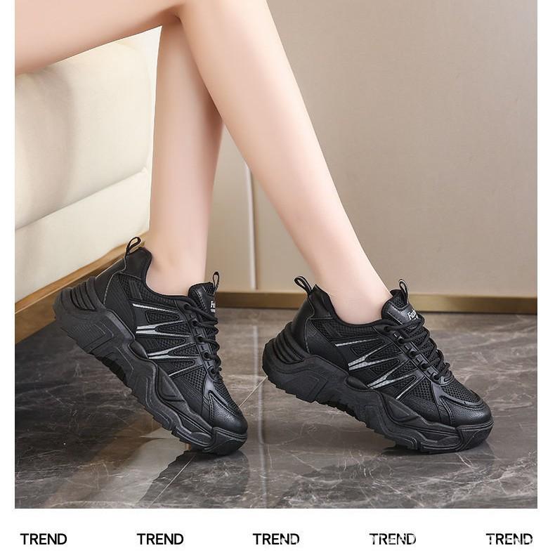 Dad Shoes Women's 2025 New Winter and Autumn Casual Shoes Children Show Their Feet Small Leather Mesh Light Running Platform Sports Shoes