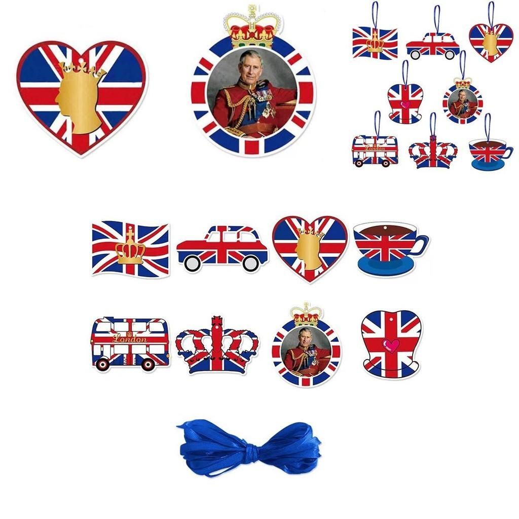 Royal King Charles Iii Crown Party Decorations 8 Paper Cutouts With Twine