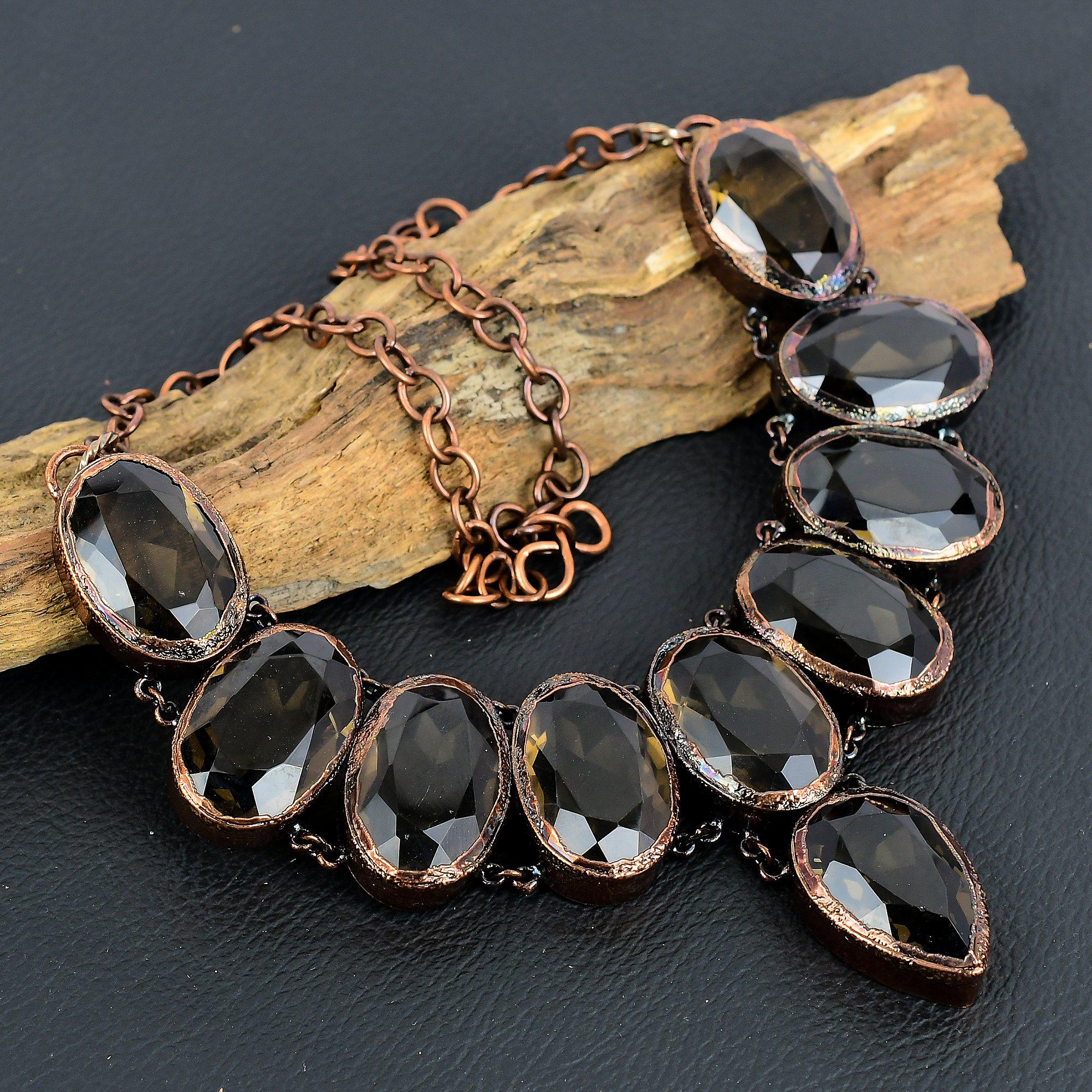 

Smoky Topaz Necklace, Copper Electroformed Gemstone Jewelry, Handmade Necklace Amazing Jewelry, Gift For Her