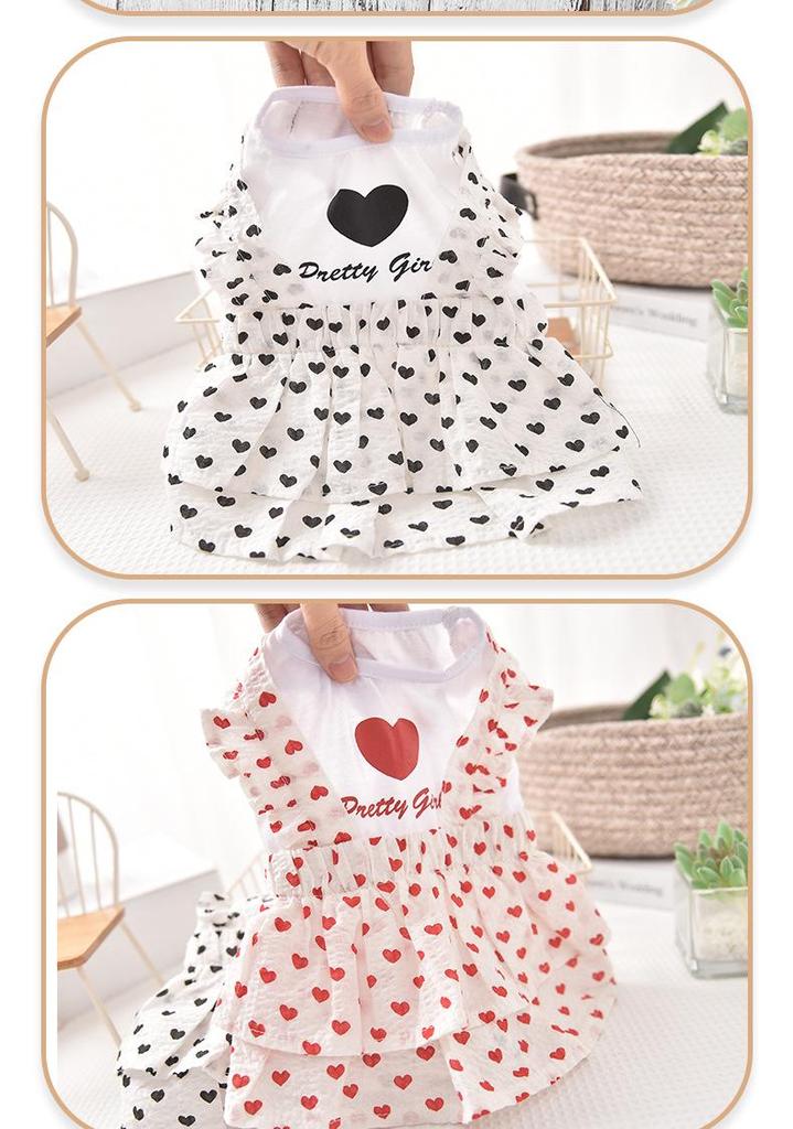 Spring & Autumn Pet Heart Maid Dress Skirt - Breathable Dog Outfit for Outdoors