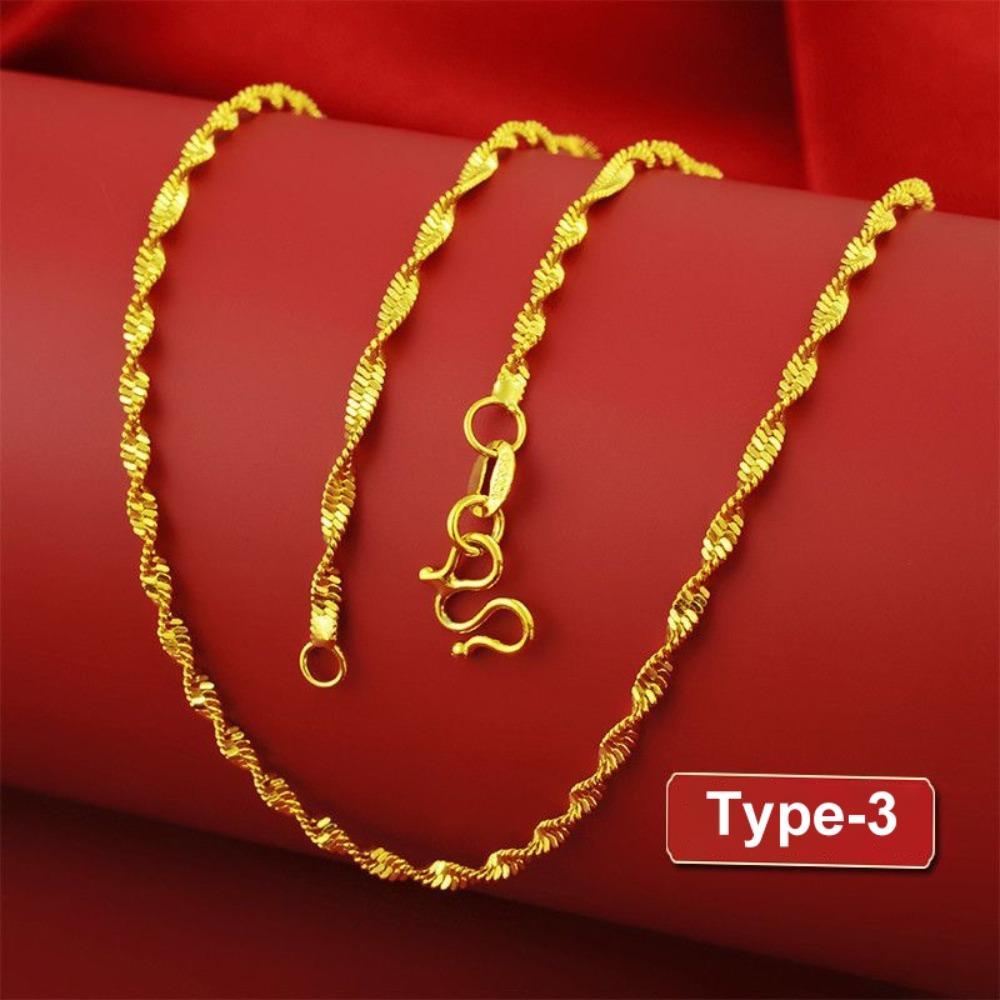 

Brass Necklace 50cm Jewelry Gifts Durable Clavicle Chain Type-3
