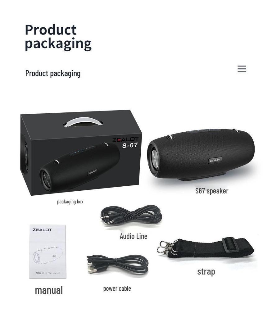 Zealot S67 Portable Outdoor Bluetooth Subwoofer Speaker