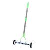 Carbon Steel Wheeled Dethatching Rake Manual Lawn Dethatcher for Dead Grass Removal and Soil Loosening Green