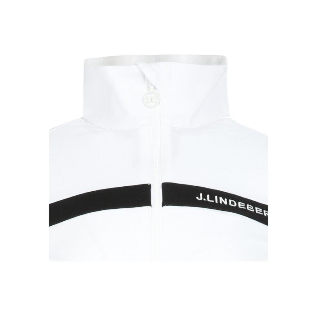 J.Lindeberg Striped Letter Print Stand Collar Zip Long Sleeve Jacket Women jackets White GWJS03874-0000