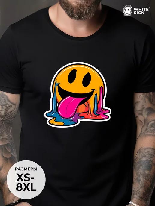 Smile print oversized youth summer T-shirt S