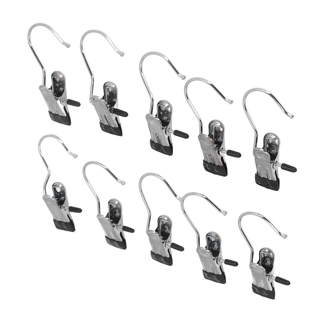 10Pcs Short Tail Hanger Clip Stainless Steel Heavy Duty Multifunctional Hanging Clips Hooks for Files Clothes Socks