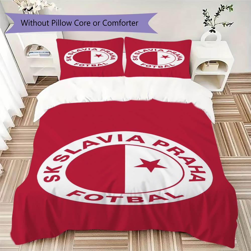 SK Praga Slavia Wzór Pościel Zestaw Kołdra Poszewka na Poduszkę Dekoracja Domu Prezent Urodzinowy (1 * poszwa na kołdrę + 2 * poszewki na poduszki bez rdzenia)86