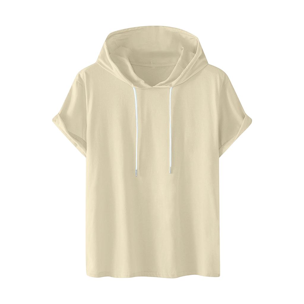 Sommer Herren T-Shirt mit Kapuze und kurzen Ärmeln, lockeres, lässiges Sweatshirt