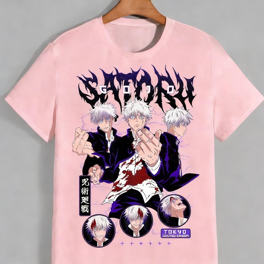Jujutsu Kaisen Satoru Gojo Unisex Pure Cotton T-shirt 2026 Summer Anime Print Round Neck Casual Short Sleeved Top