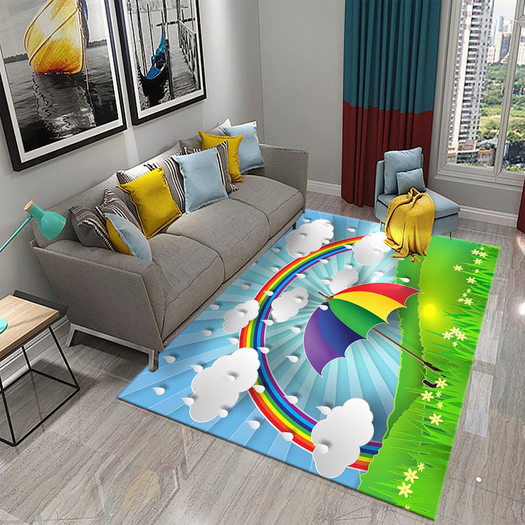 Bedroom Living Room Bathroom Rug Non-slip Home Decoration Cartoon Rainbow Flower Rug Game Room Children's Room Rug