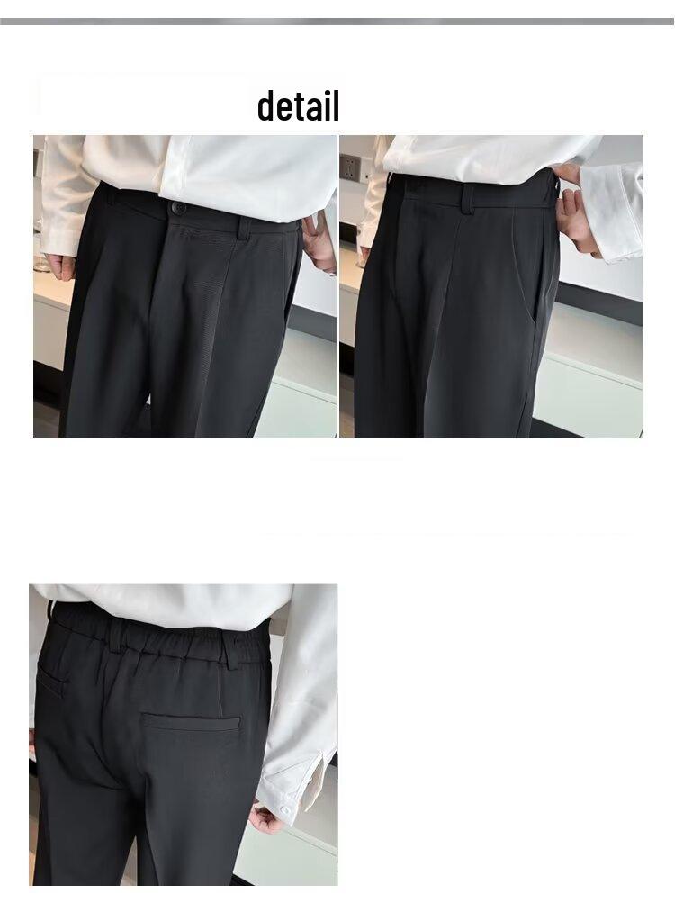 2024 Men's Light Elastic Waist Loose Straight-Leg Business Casual Trousers