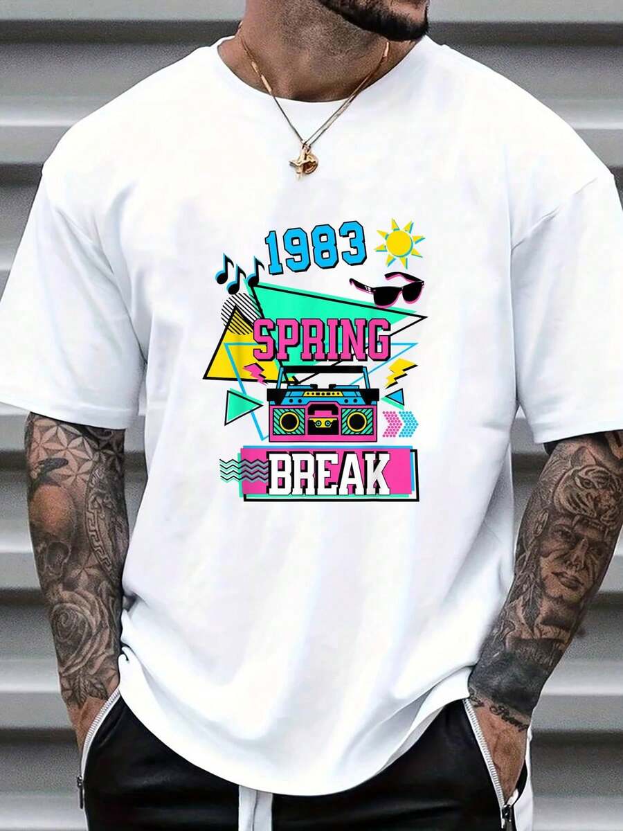 

Spring Break Retro Shape Graphic 1983 Throwback Design Unisex T-Shirt S