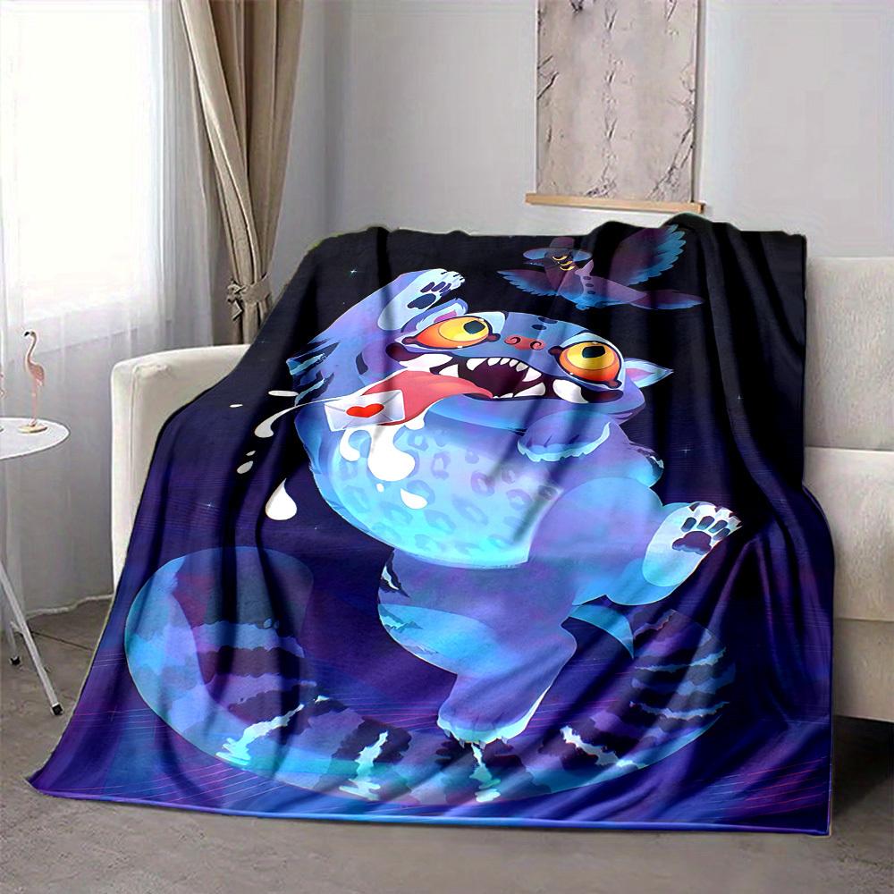 1pc K Pop Demon Hunters Cat Flannel Blanket, Soft Skin Friendly with Digital Printing, Various Sizes Available for Family, Friends, Birthday