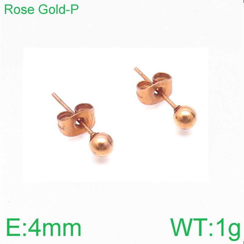European & American Titanium Steel Round Bead Women's Stud Earrings - Simple Street Style Accessories