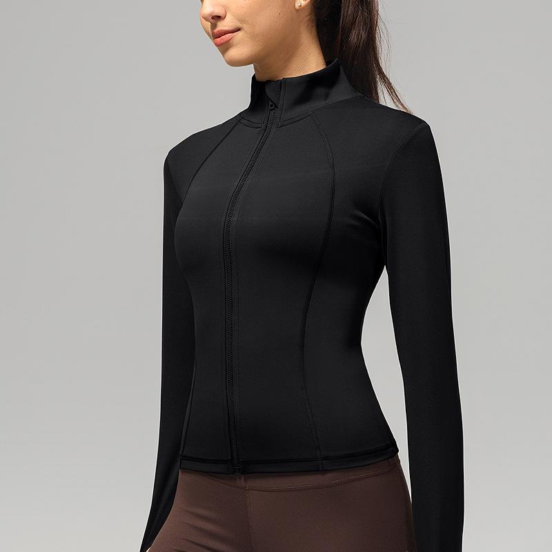 

Женская быстросохнущая облегающая куртка с длинным рукавом для фитнеса для бега на открытом воздухе, йоги и тренировок Small