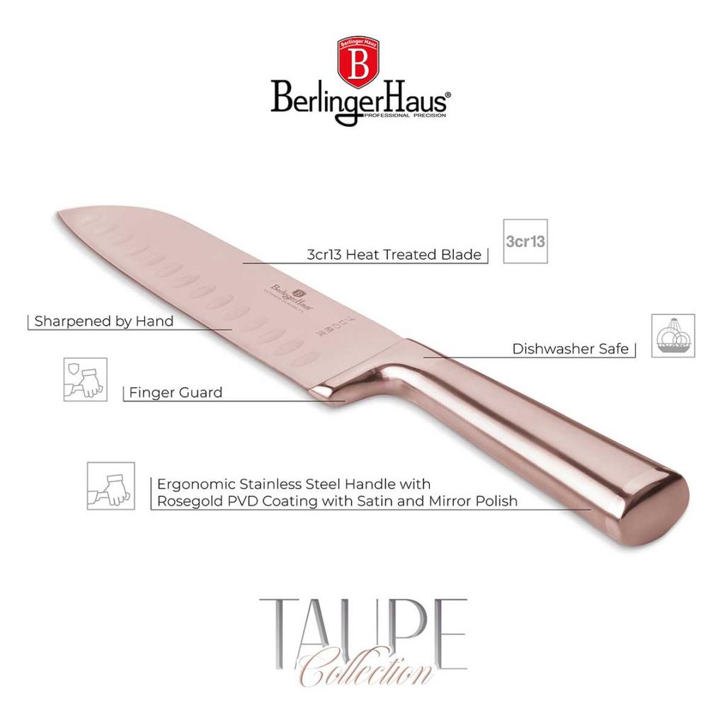 STEEL SANTOKU KNIFE BERLINGER HAUS 17.5cm BH-2935 ROSE GOLD