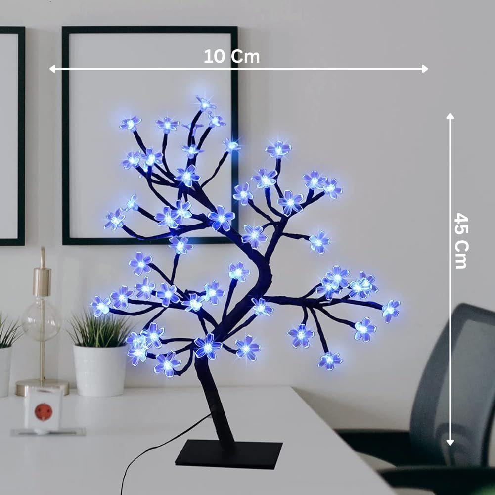 18-Inch LED Cherry Blossom Bonsai Tree Lamp with 28 LEDs | Adjustable Branches | Corded Electric Decorative Night Light Gift (Blue Color)