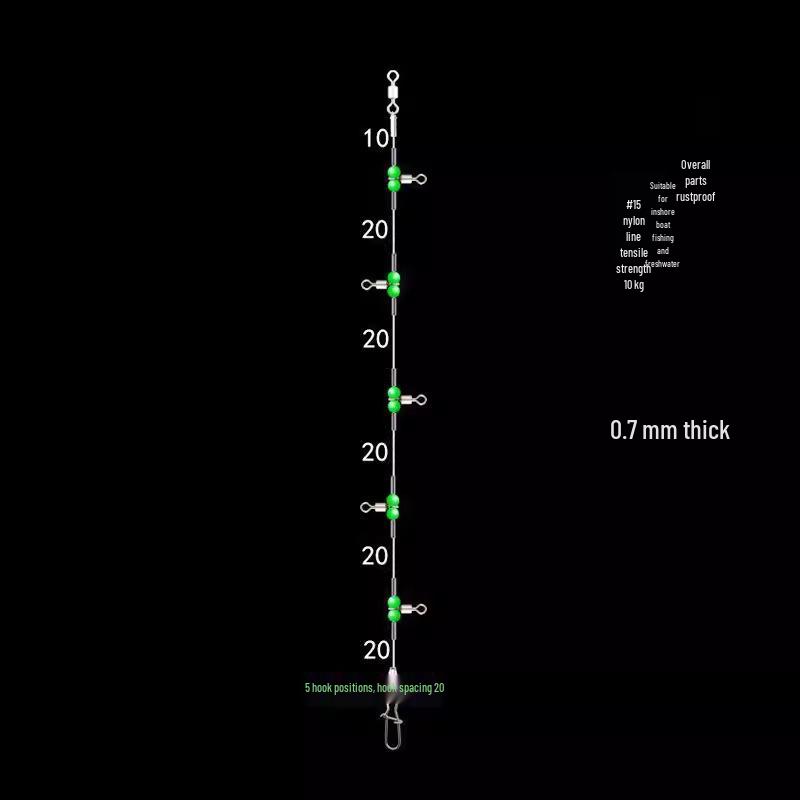 Luminous Swivel Leader Set with Bead Hook Rig for Sea Fishing