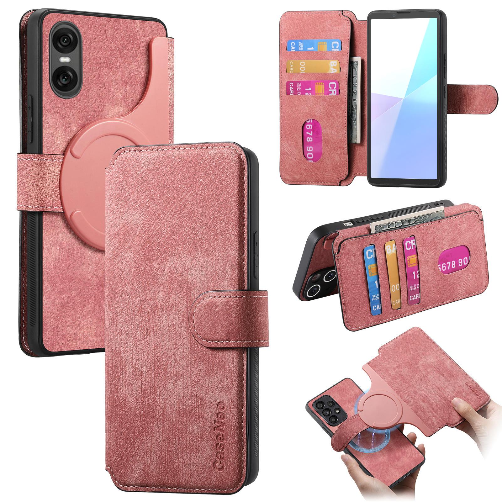 

For Sony Xperia 10 VI Magnetic Case CASENEO Detachable Leather Phone Wallet Cover Pink