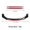Universal car front bumper spoiler splitter body kits + 2 pcs stainless steel splitter tie rod bar car accessories