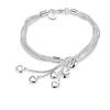 925 Sterling Silver Tassel Heart Charm Bracelet &Bangle For Women Girls Party Wedding Jewelry Pulseras Mujer Sl256
