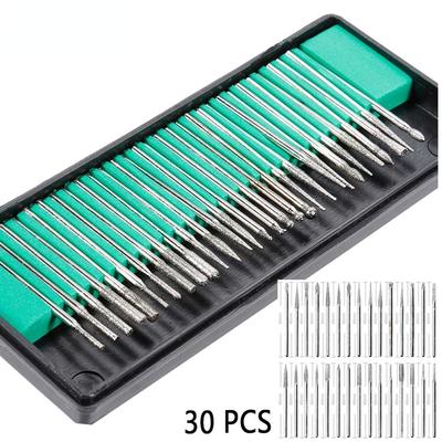 30-teiliges 3-mm-Schaft-Diamantbohrer-Set mit Box für Dremel-Elektroschleifer, Elektrowerkzeug-Zubehör, Schleifwerkzeuge