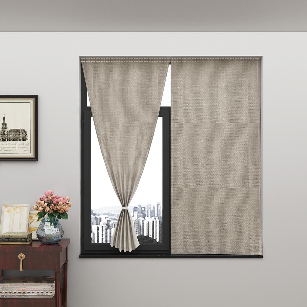No Drill Velcro Blackout Curtain Eco Friendly Polyester Sun Shield Window Shade