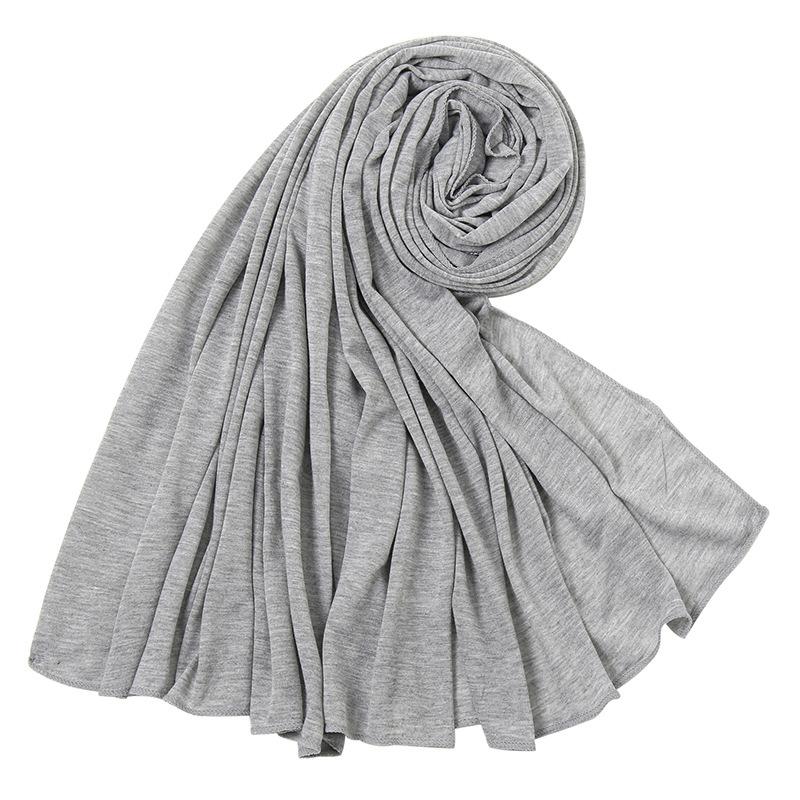 Eenvoudige Katoenen Jersey Hijab Stretch Sjaal Dames Moslim Sjaal Grote Maat Lange Sjaal Mode Ramadan Hoofdband Turban 180*80Cm