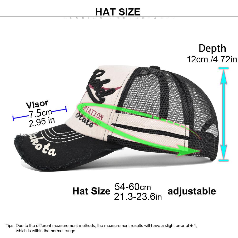 Kpop Fashion Streetwear Mesh Baseball Cap For Men Women High Quality Letter Embroidery Adjustable Washed Cotton Hip Hop Snap Hat