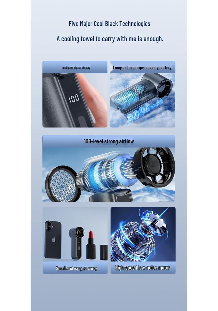 2026 Rechargeable High-Speed Mini Handheld Fan - Long-Lasting Portable Steel Cannon Design