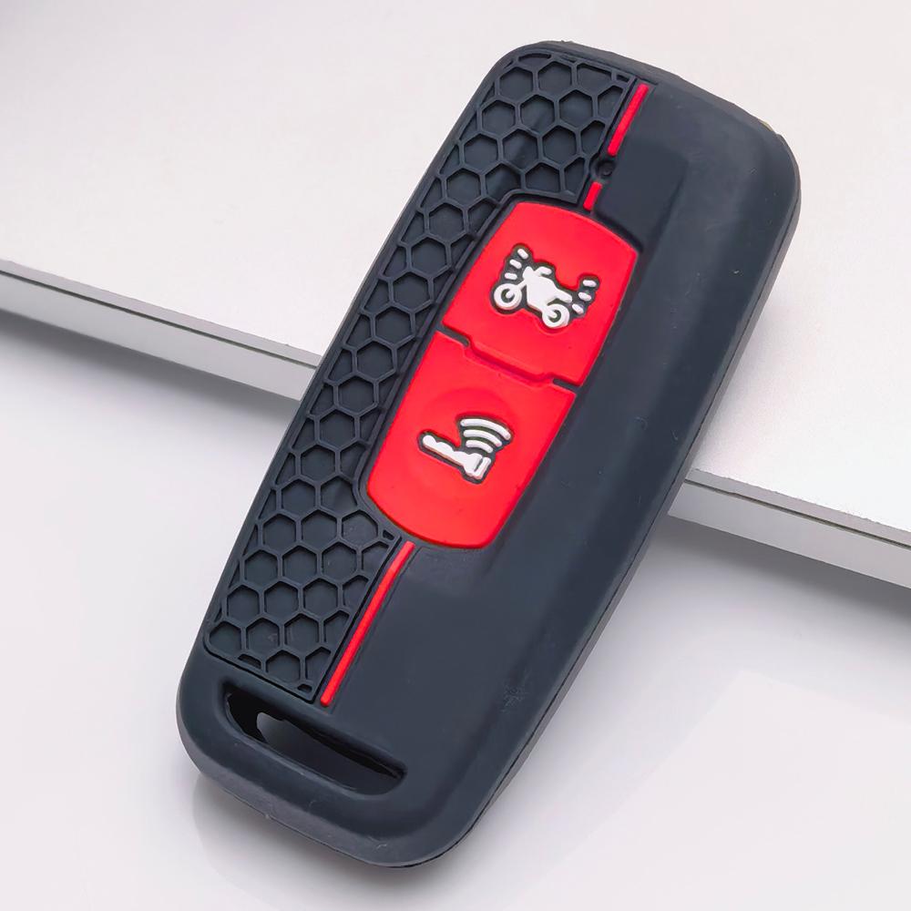 Silicone Remote Key Cover for Honda PCX125 PCX150 PCX160 ADV150 Vario Click125 with Keychain Honeycomb Texture Metal Keychain Key Fob Protector