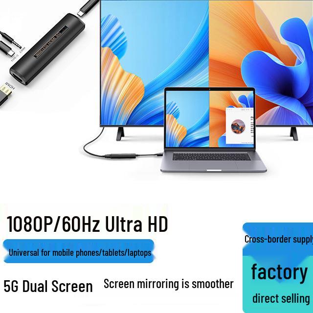5G Wireless Screen Mirroring Device for Phone, Computer, TV, Monitor, & Projector with HDMI & Low Latency